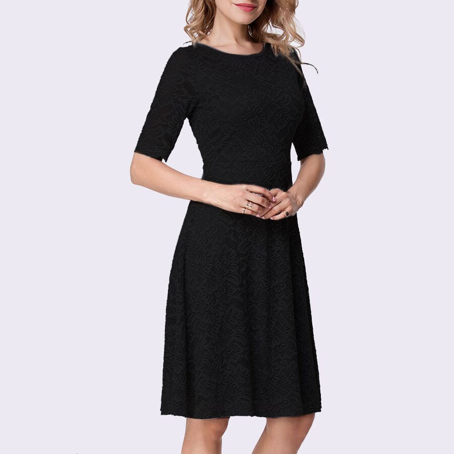 Vintage Party Dress Lace Half Sleeve Dress Women Plus Size