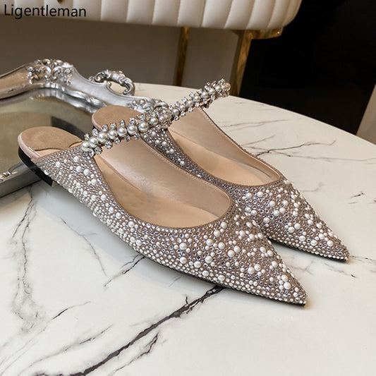 Pearl and Rhinestones Pointed Toe Shoes