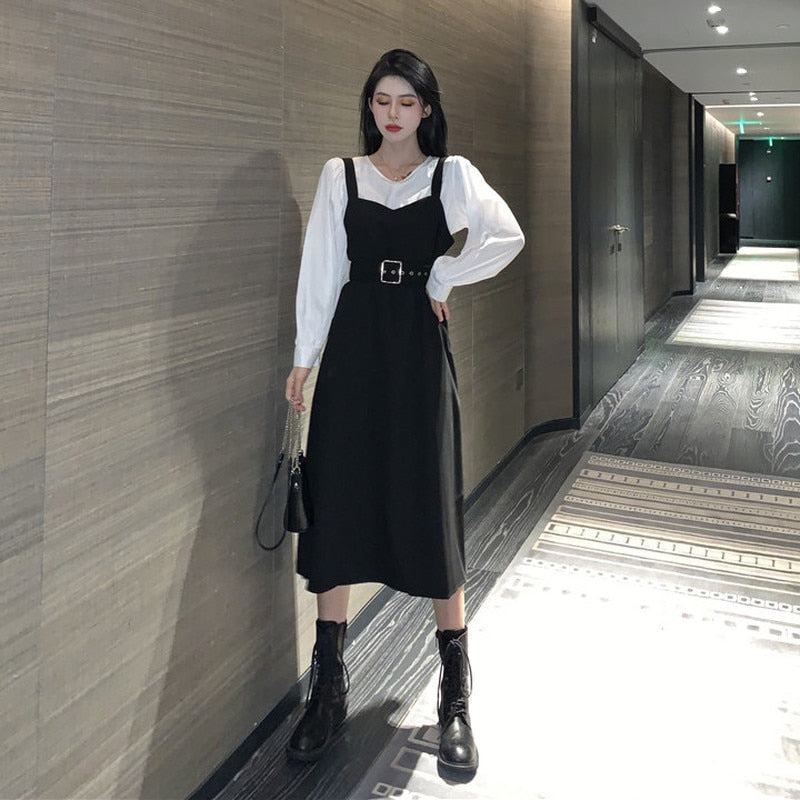 Casual O-neck Long Sleeve One-piece Dress