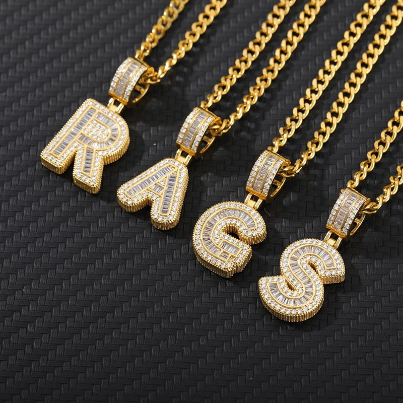 Bling Initial Letters Necklace Stainless Steel