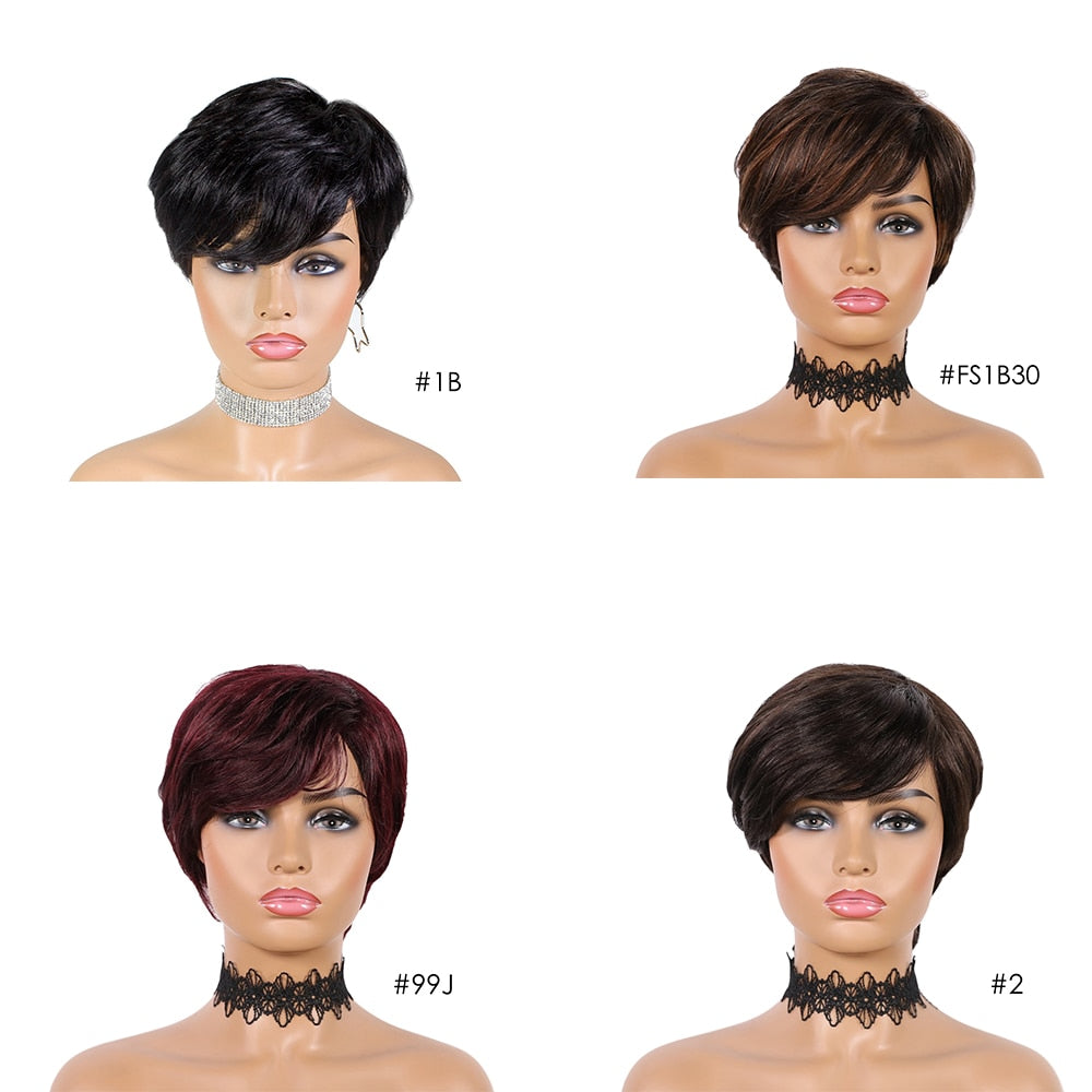 Short Remy Brazilian Human Hair Wigs