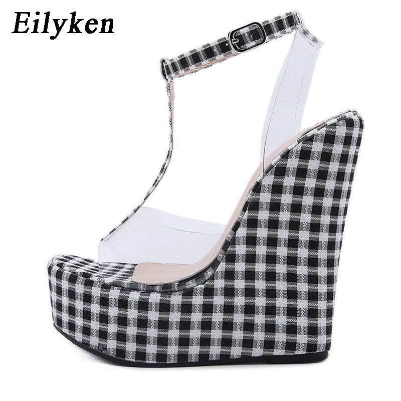 Platform Gingham Heels