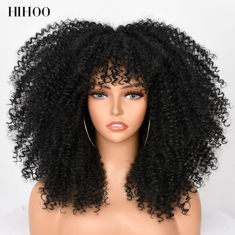 Afro Kinky Curly Wig with Bangs