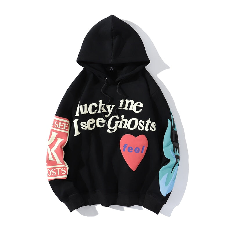 Unisex Graffiti Letter Oversized Fleece Hoodie