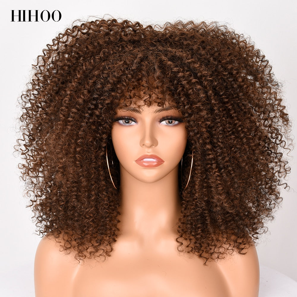 Afro Kinky Curly Wig with Bangs