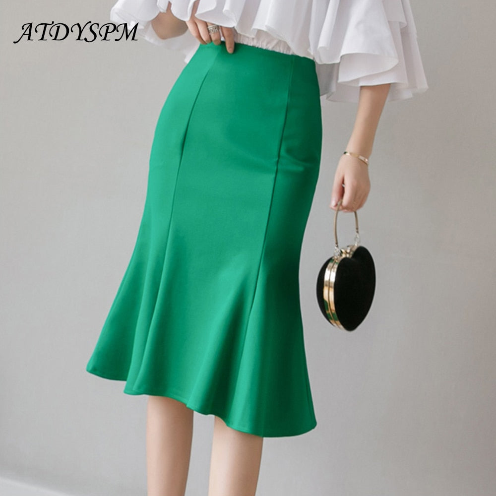 High Waist Knee-Length Mermaid Skirt