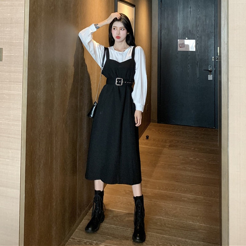 Casual O-neck Long Sleeve One-piece Dress