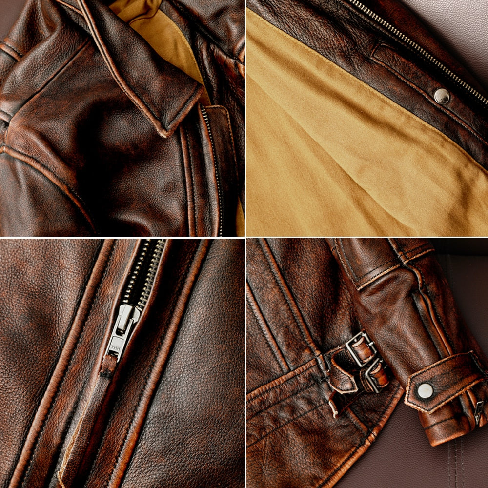 100% Genuine leather moto biker jacket