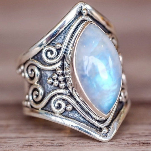 Eye shaped Opal Natural Stone ring