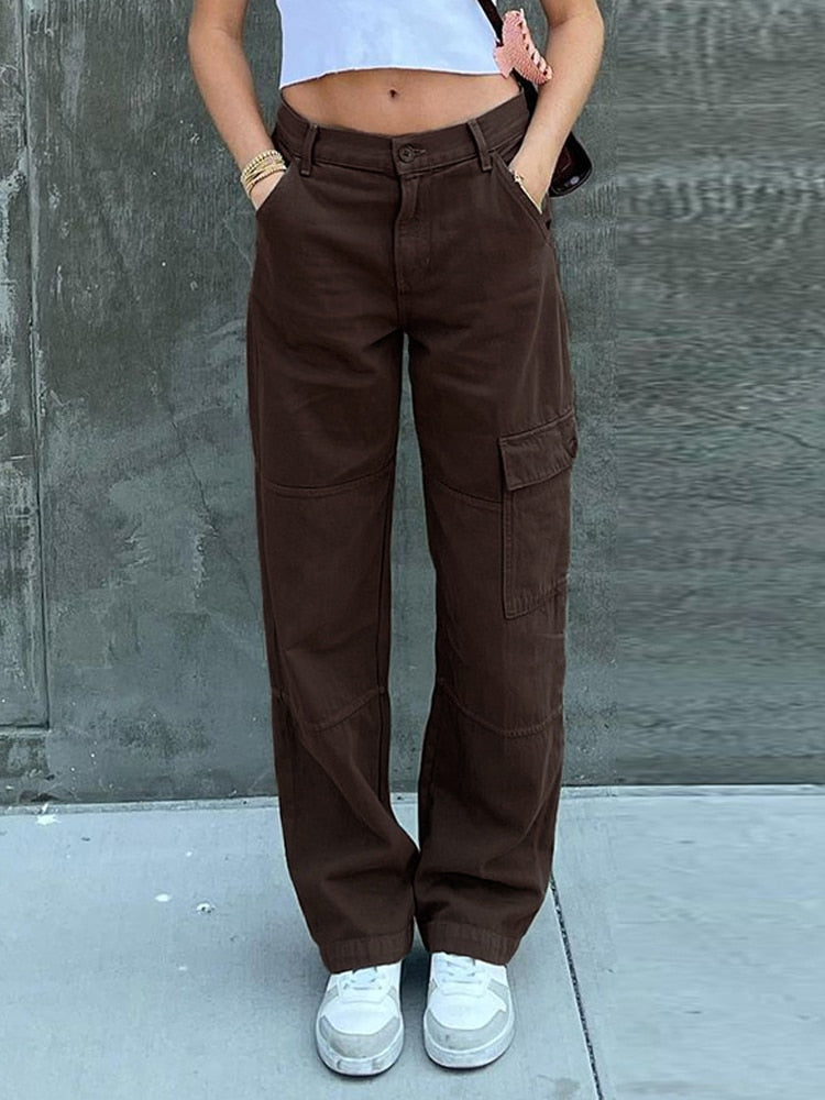 Casual Vintage High Waisted Cargo Pants