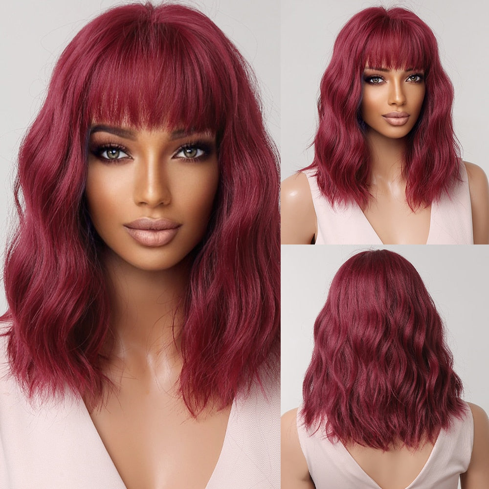 Heat-Resistant Straight Synthetic Wigs with Bangs