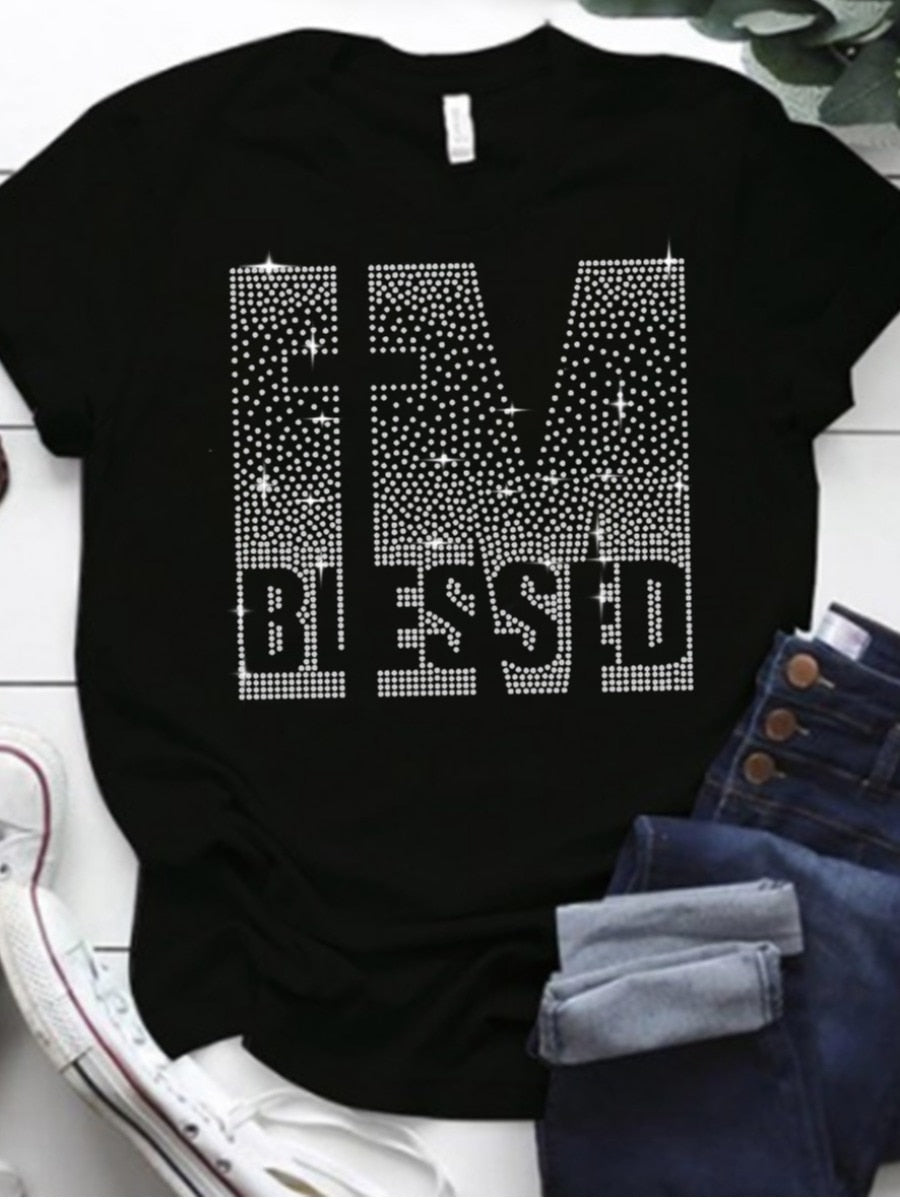 Rhinestone Letter T-shirt