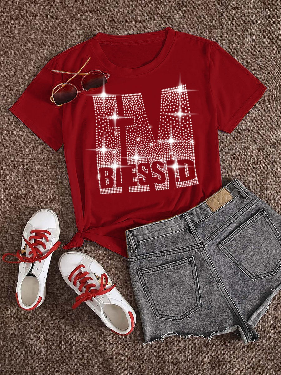 Rhinestone Letter T-shirt