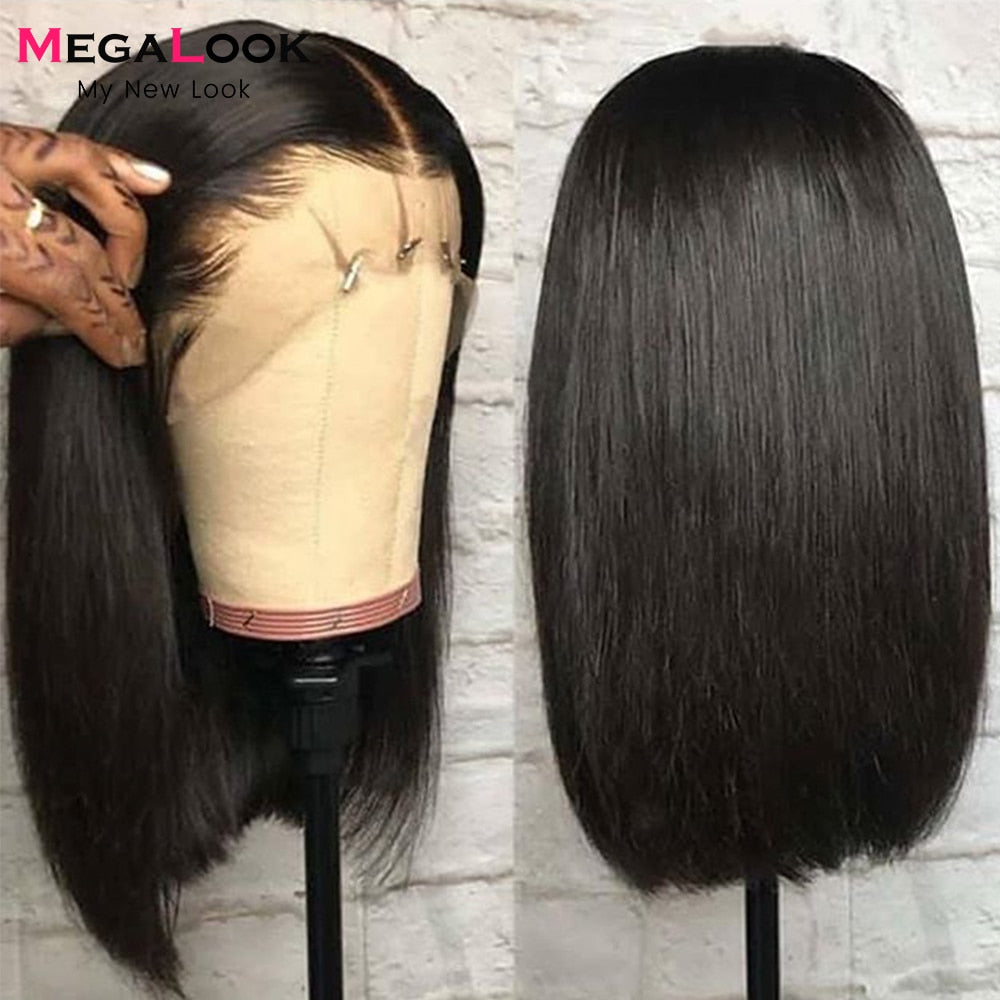 Pre Plucked Bone Straight Double Drawn Virgin Human Hair Wigs