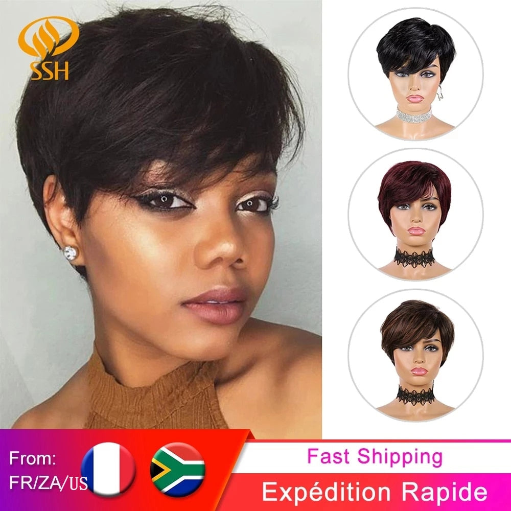 Short Remy Brazilian Human Hair Wigs