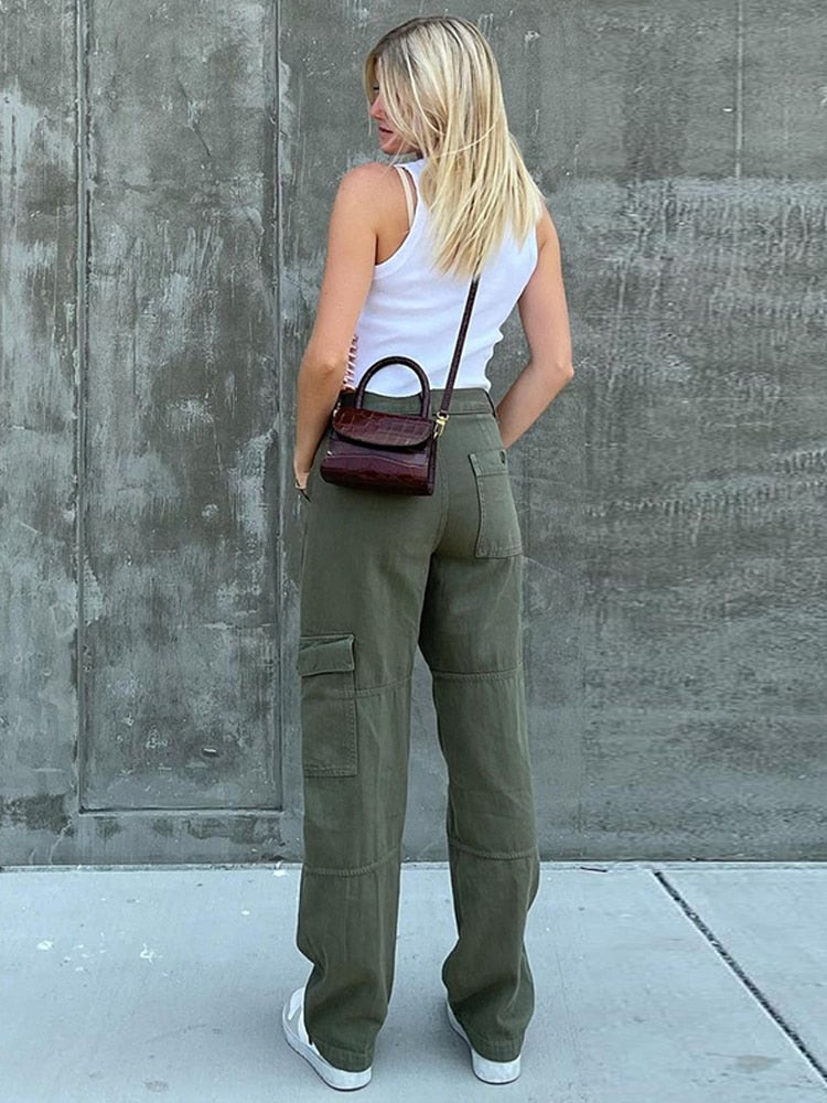 Casual Vintage High Waisted Cargo Pants