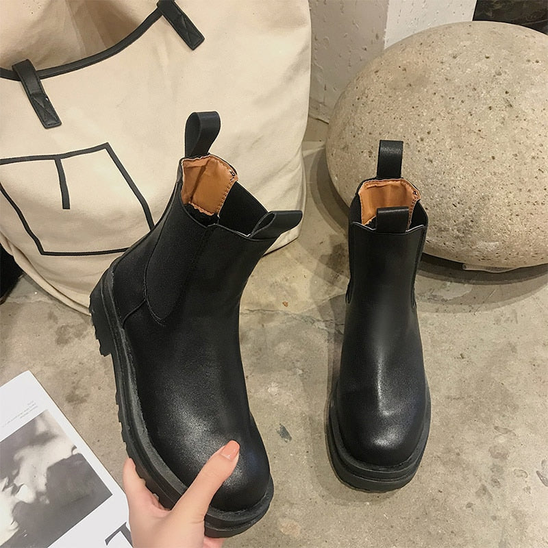 Chelsea Leather Slip On Ankle Boots