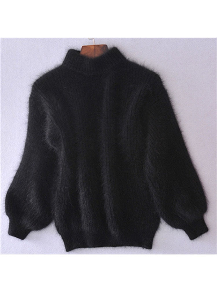 White Mohair Thicken Turtleneck