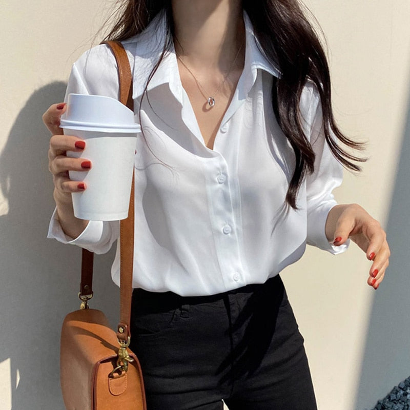 Classic Loose-Fit Chiffon Blouse