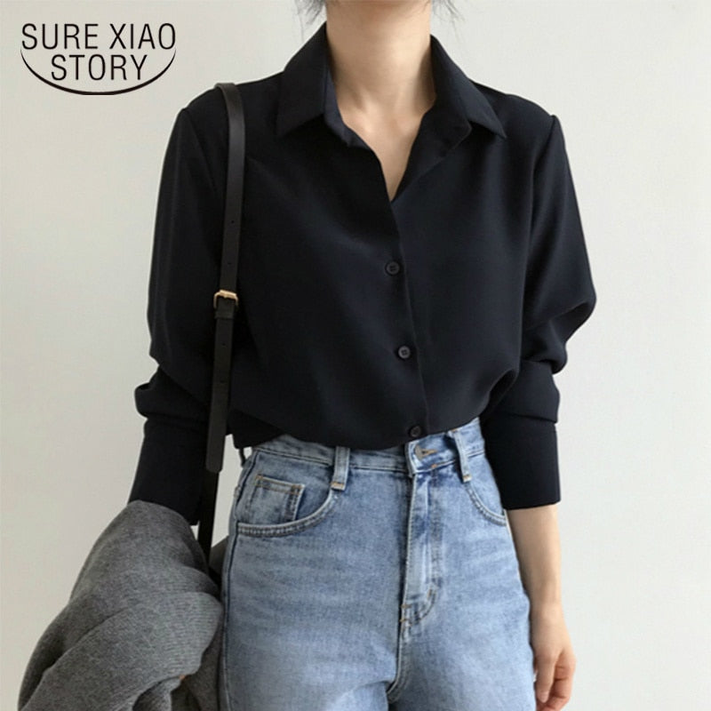 Classic Loose-Fit Chiffon Blouse