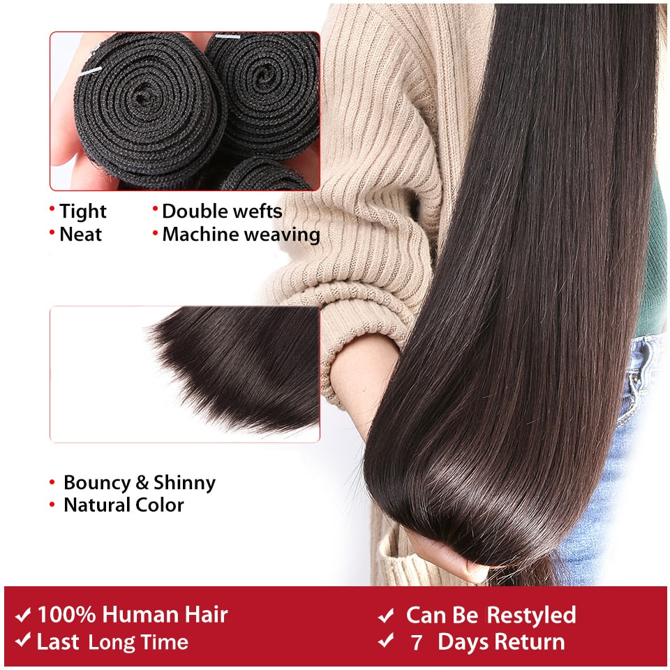 100% Human Hair Bundles Double Wefts Extensions