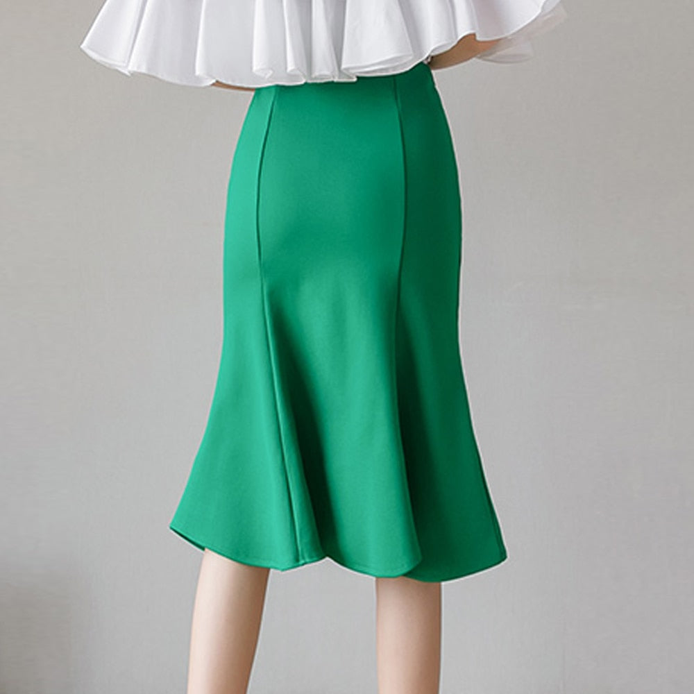 High Waist Knee-Length Mermaid Skirt