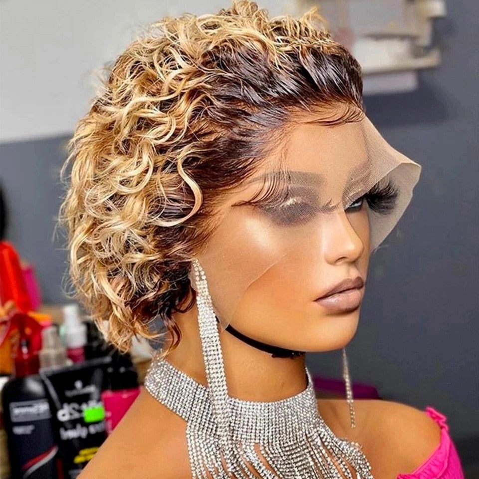 Short Curly Human Hair Lace Front Wig