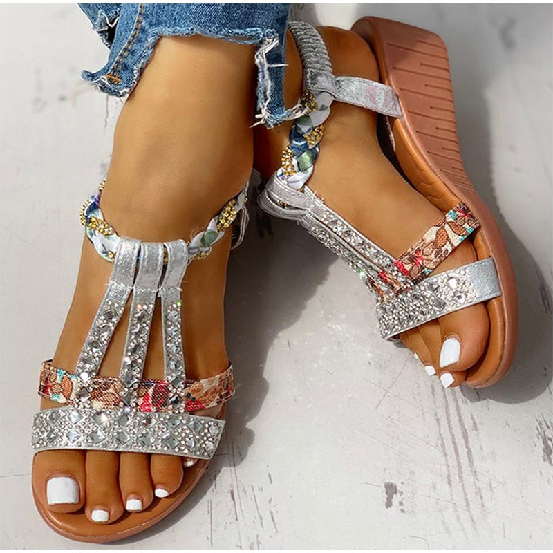 Women's Platform Crystal Gladiator Wedges