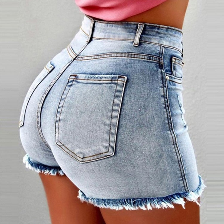 Women High Waist Denim Shorts