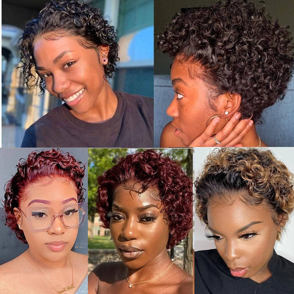 Short Curly Human Hair Lace Front Wig