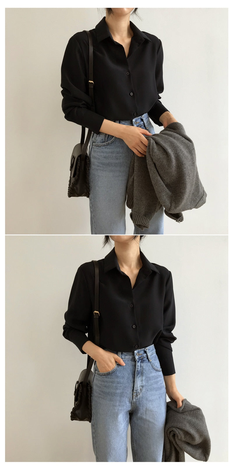 Classic Loose-Fit Chiffon Blouse