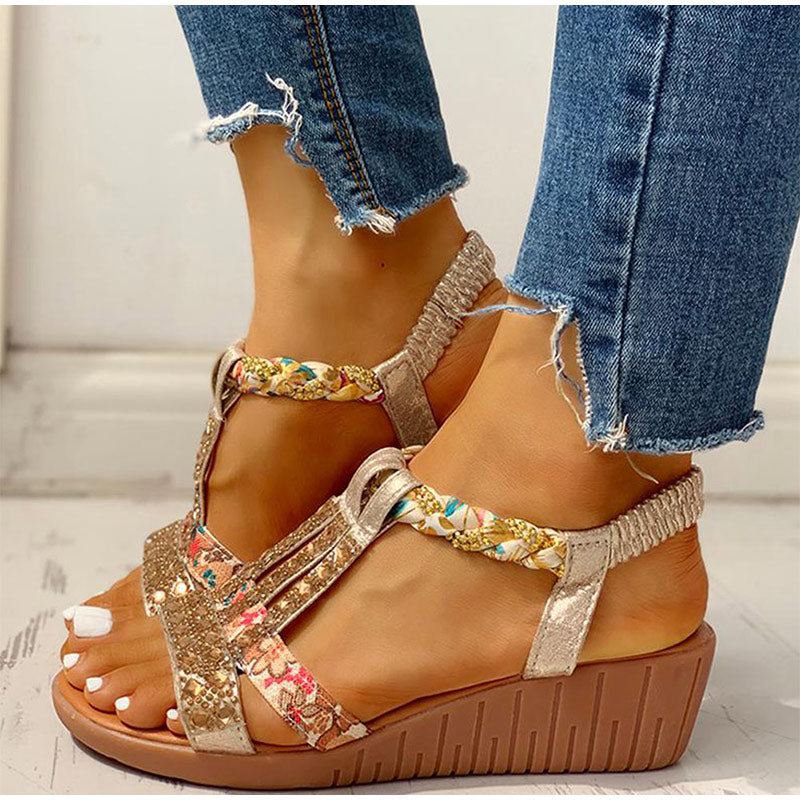 Women's Platform Crystal Gladiator Wedges