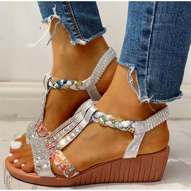 Women's Platform Crystal Gladiator Wedges