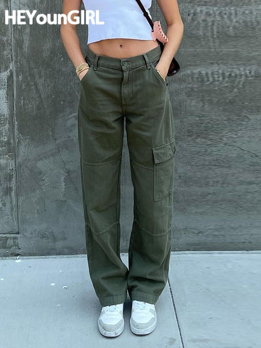 Casual Vintage High Waisted Cargo Pants