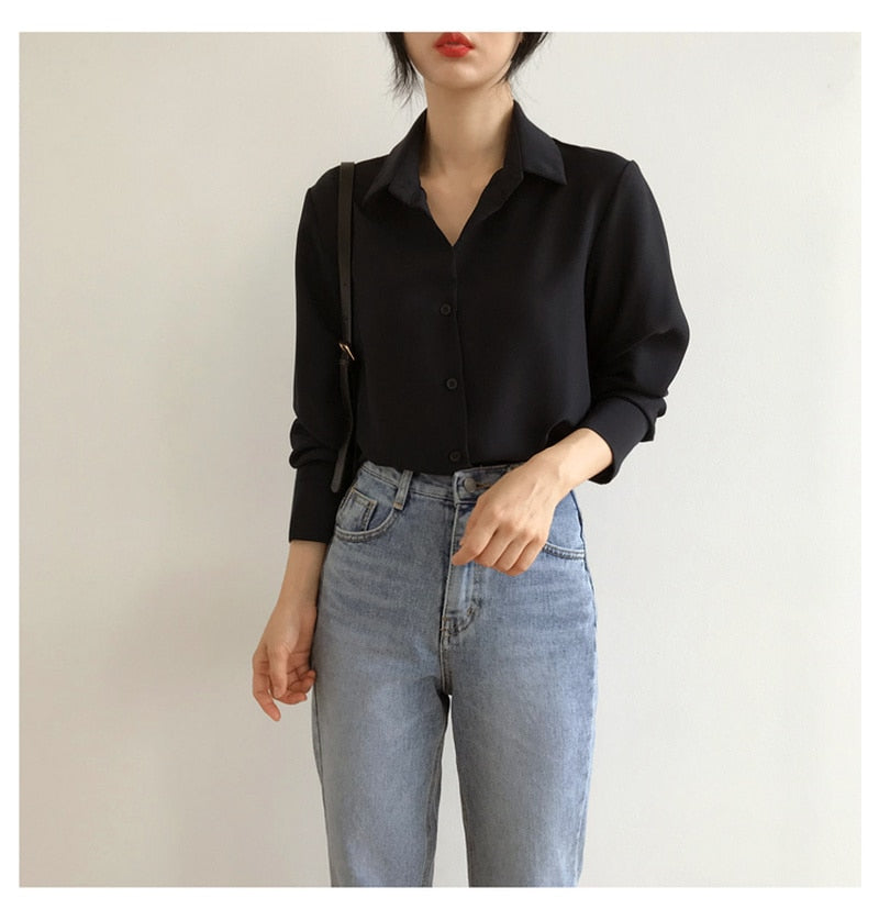 Classic Loose-Fit Chiffon Blouse