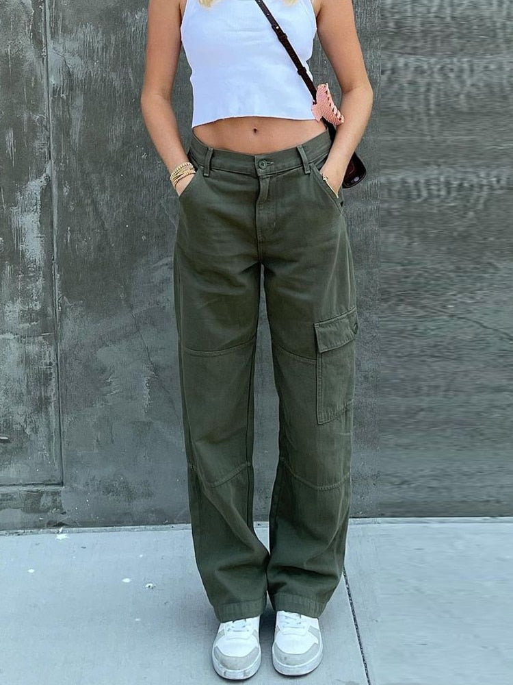 Casual Vintage High Waisted Cargo Pants