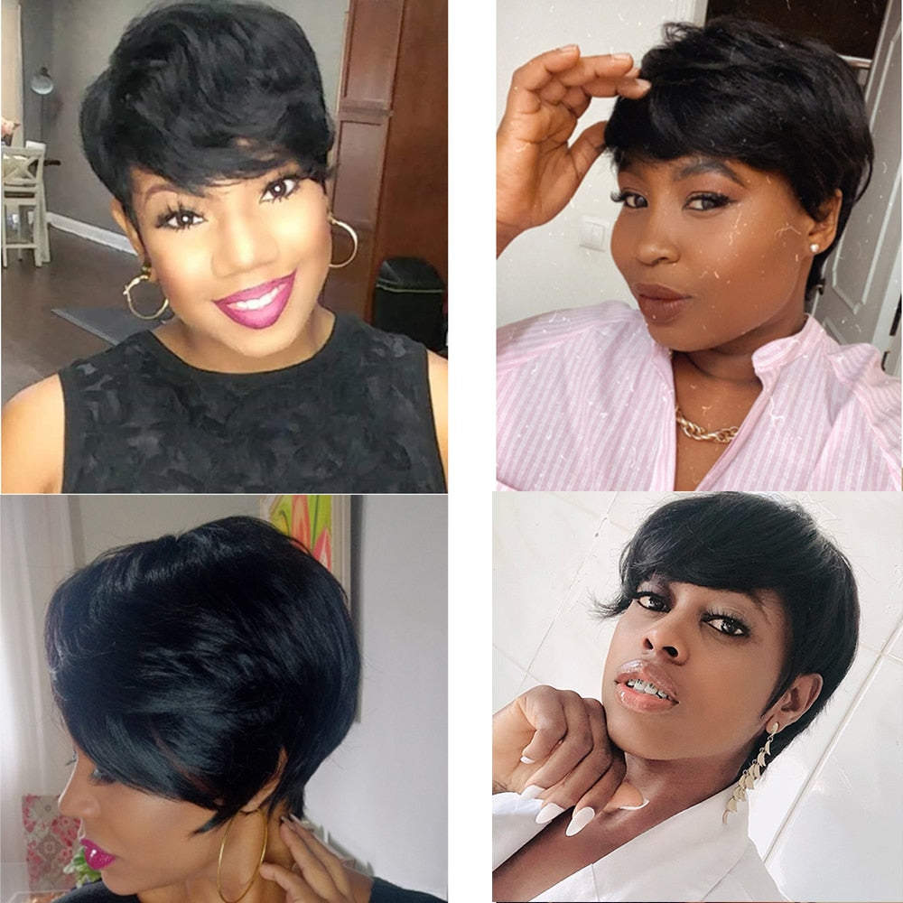 Short Remy Brazilian Human Hair Wigs