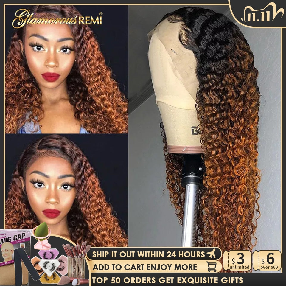 Brazilian Kinky Curly T Part Lace Wigs