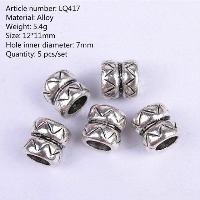 5 Pcs Copper Large Hole Hair Jewelry