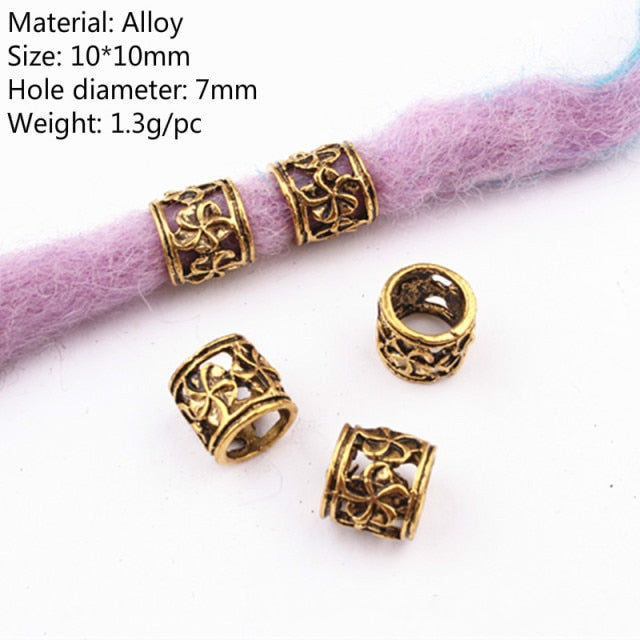 5 Pcs Copper Large Hole Hair Jewelry