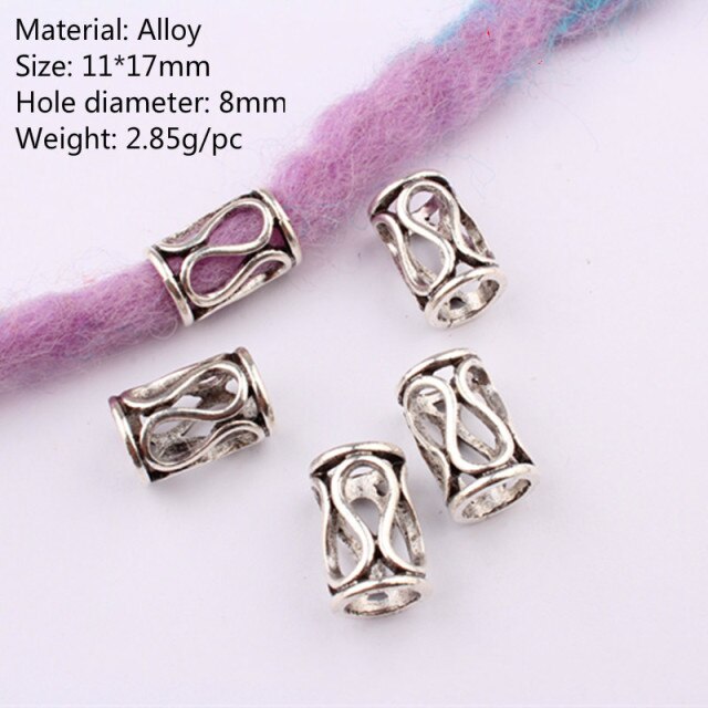 5 Pcs Copper Large Hole Hair Jewelry