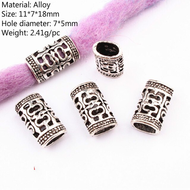 5 Pcs Copper Large Hole Hair Jewelry