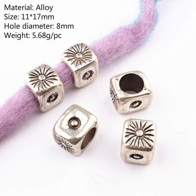 5 Pcs Copper Large Hole Hair Jewelry