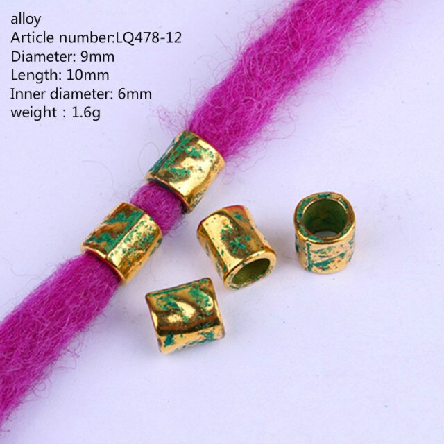 5 Pcs Copper Large Hole Hair Jewelry