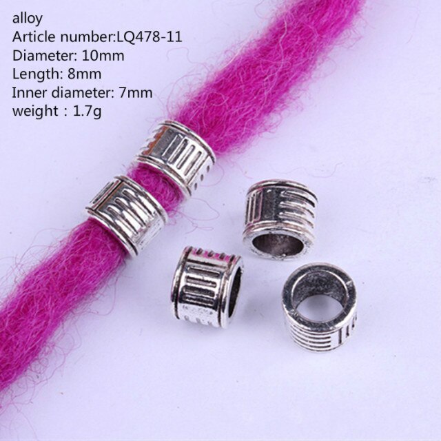 5 Pcs Copper Large Hole Hair Jewelry