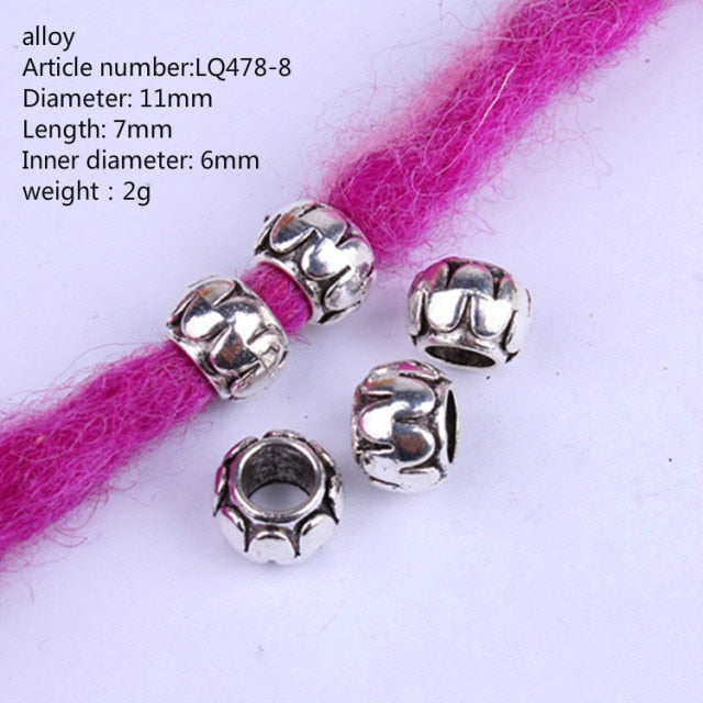 5 Pcs Copper Large Hole Hair Jewelry