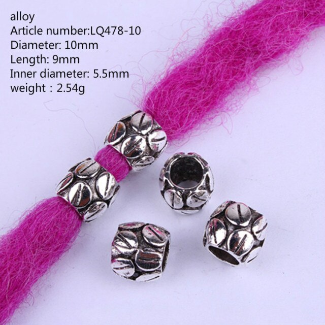 5 Pcs Copper Large Hole Hair Jewelry