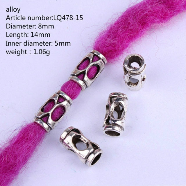 5 Pcs Copper Large Hole Hair Jewelry