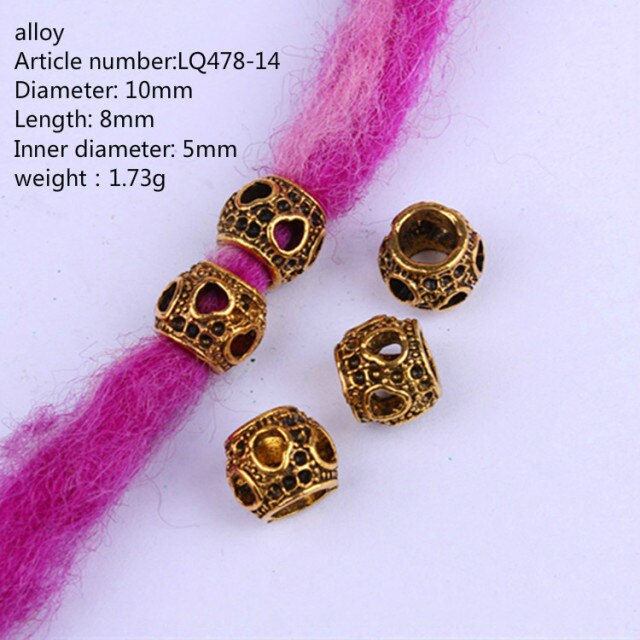 5 Pcs Copper Large Hole Hair Jewelry