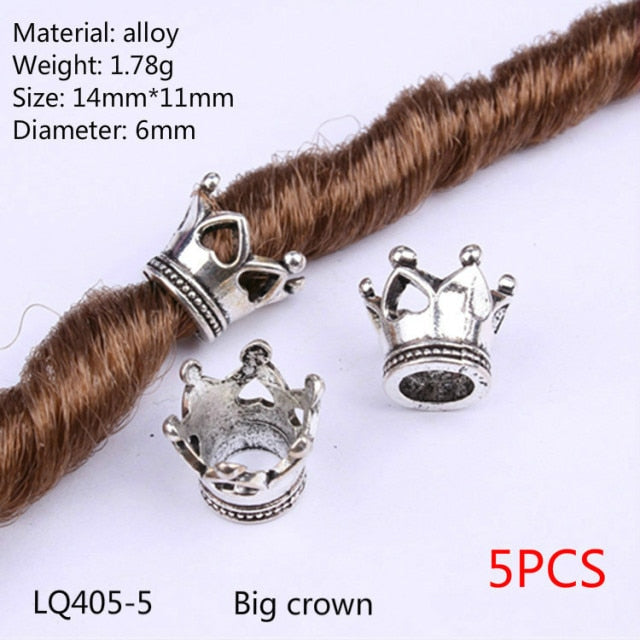 5 Pcs Copper Large Hole Hair Jewelry